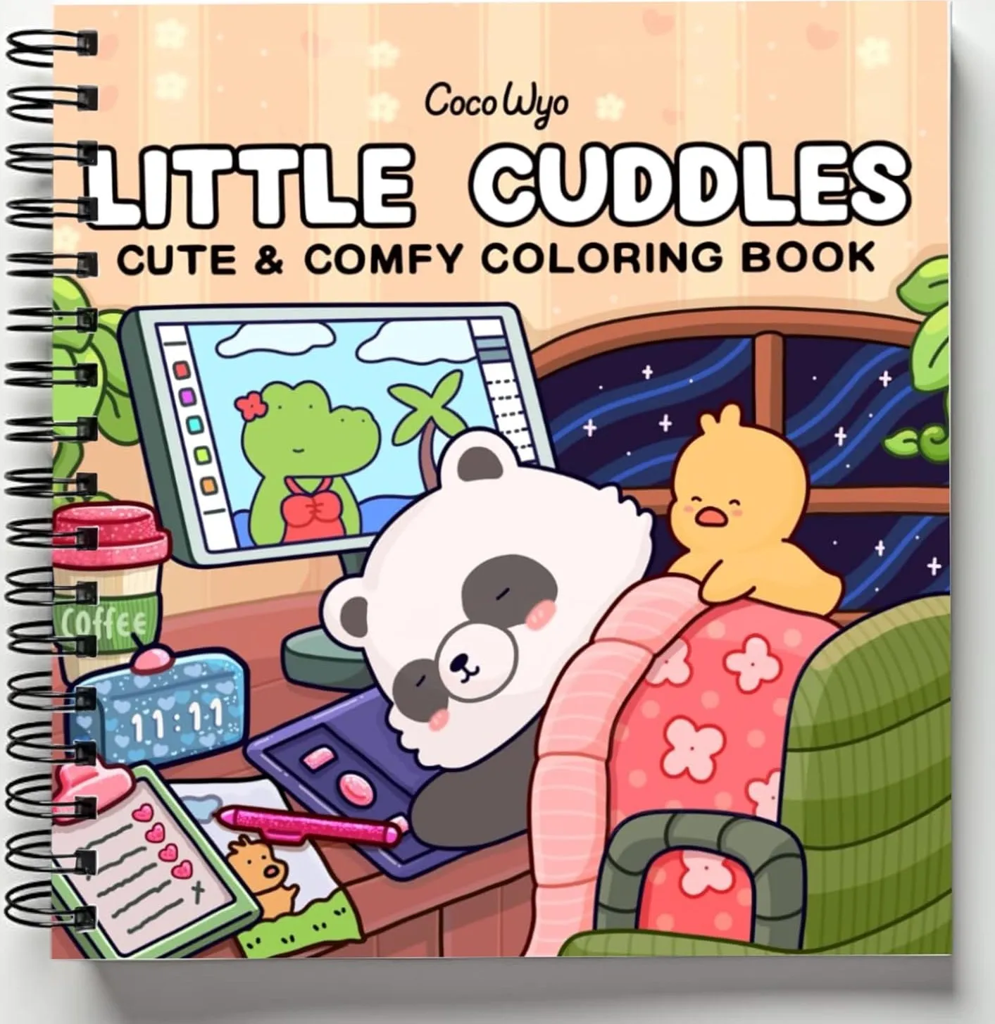 Rebound edition of Little Cuddles: Coloring Book for Adults and Teens Featuring Cute Animal Friends for Relaxation — spiral binding by Spindory