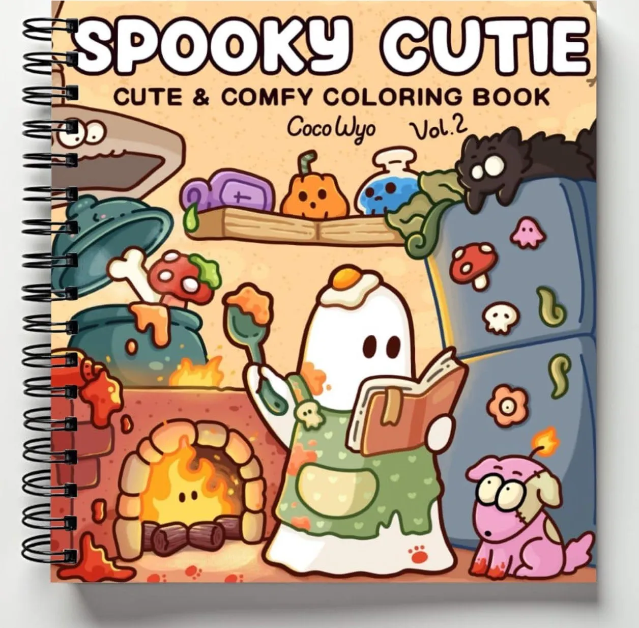 Rebound edition of Spooky Cutie: Vol. 2 Coloring Book for Adults and Teens Featuring Lovely Creepy Creatures in Cozy Moments for Relaxation New — spiral binding by Spindory