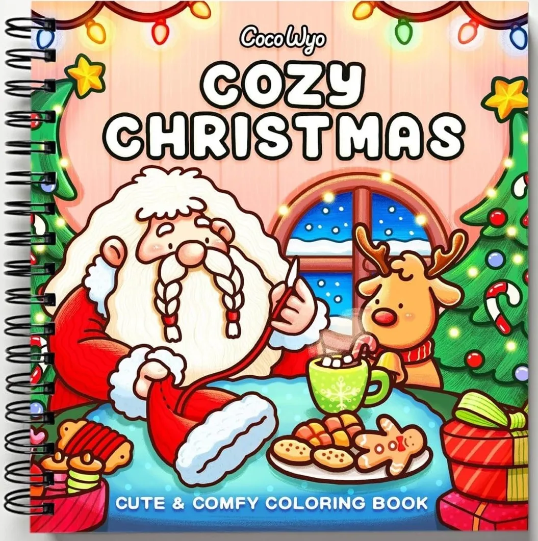 Rebound edition of Cozy Christmas: Coloring Book for Adults and Kids (Cozy Spaces Coloring) — spiral binding by Spindory